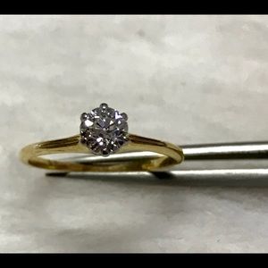 14 karat natural old mine cut diamond ring